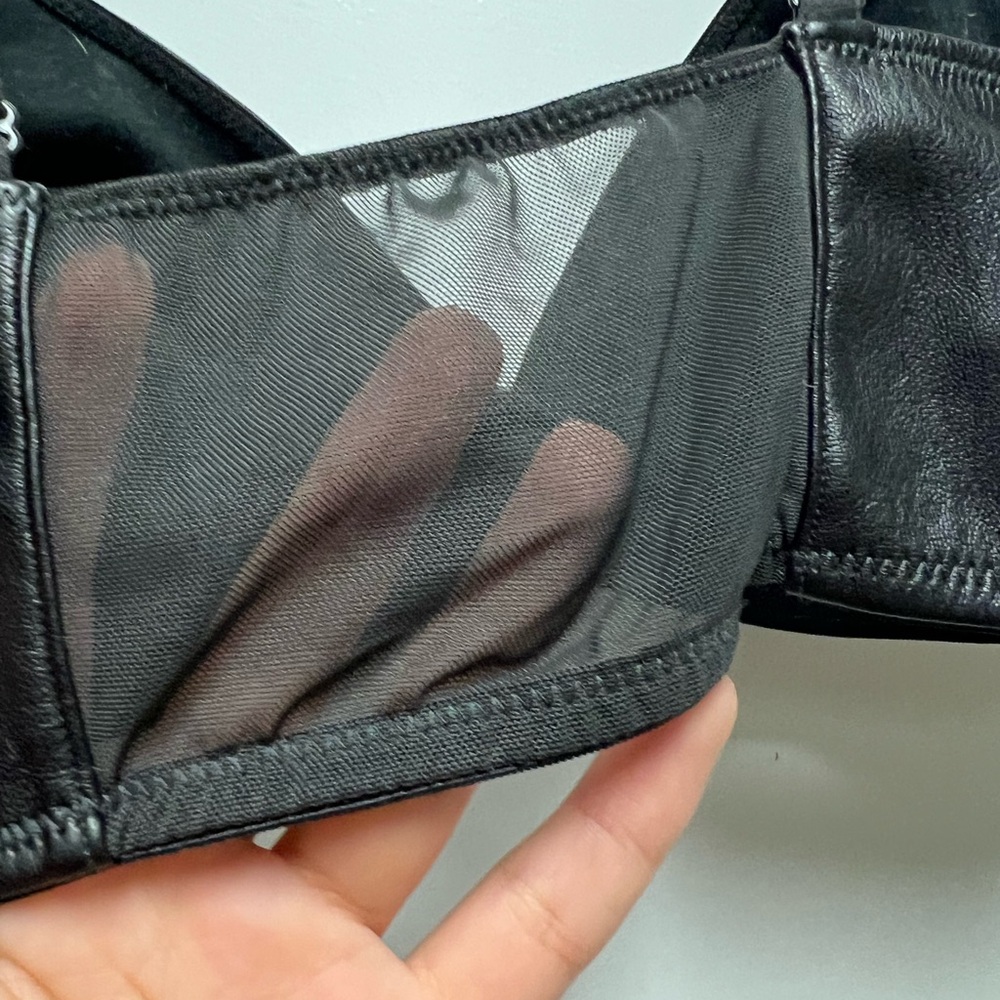 Pleather bra. Bralette. Black with mesh back. Great condition - Picture 3 of 5